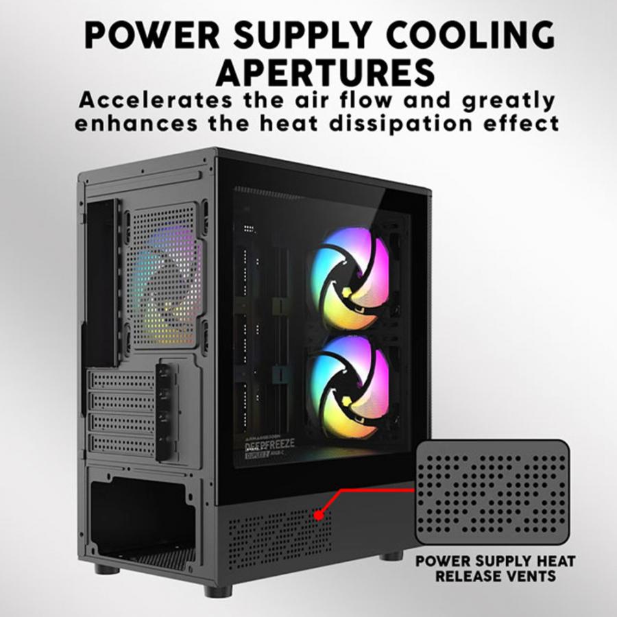 ARMAGGEDDON MICRO ATX CASE WITH 3X ARGB FANS & TYPE-C DEEPFREEZE DUPLEX 2 ARGB-C BLACK