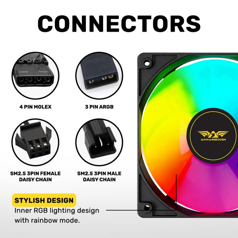 ARMAGGEDDON DURABLE SILENT FAN ARGB KIT 6000 PRO BLACK