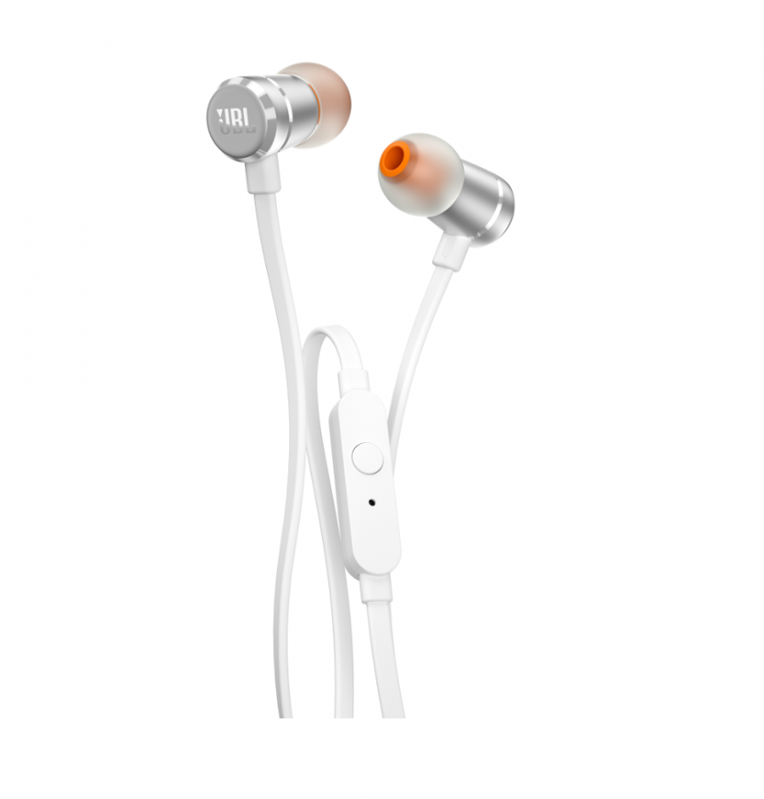 JBL T290, InEar Universal Headphones 1-button Mic/Remote (Silver)