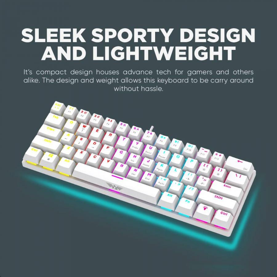 ARMAGGEDDON MECHANICAL HOT-SWAP KEYBOARD 12FX BACKLIGHT RED SWITCH MKA-7C 2024 WHITE LINEAR
