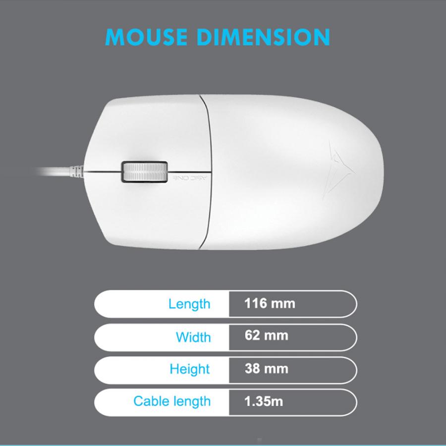 ALCATROZ USB HR OPTICAL MOUSE 1600CPI ASIC ONE WHITE